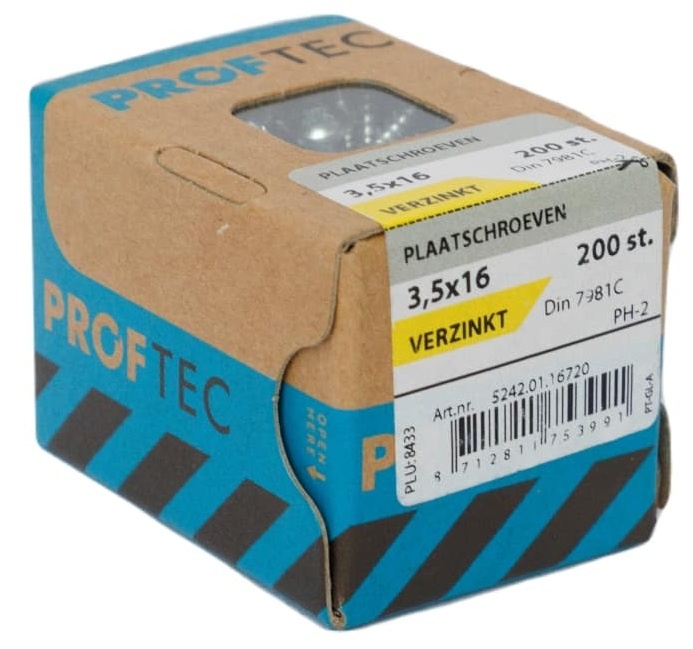 PROFTEC PLAATSCHROEF VZ CK DIN7981 PH-2 3.5X16   (200)