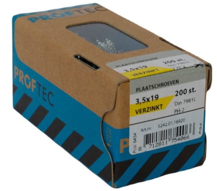 PROFTEC PLAATSCHROEF VZ CK DIN7981 PH-2 3.5X19   (200)