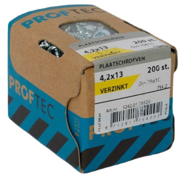 PROFTEC PLAATSCHROEF VZ CK DIN7981 PH-2 4.2X13 (200)