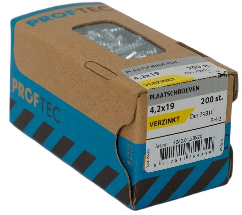 PROFTEC PLAATSCHROEF VZ CK DIN7981 PH-2 4.2X19   (200)