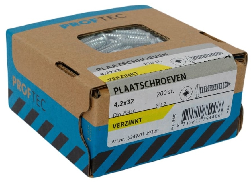 PROFTEC PLAATSCHROEF VZ CK DIN7981 PH-2 4.2X32 (200)
