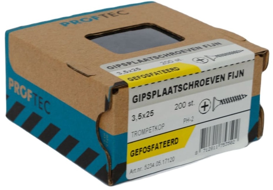PROFTEC GIPSPLAATSCHROEF GEFOSF. FIJN PH-2 3.5X25 (200)