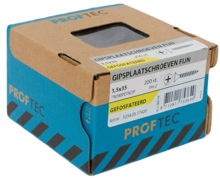 PROFTEC GIPSPLAATSCHROEF GEFOSF. FIJN PH-2 3.5X35 (200)