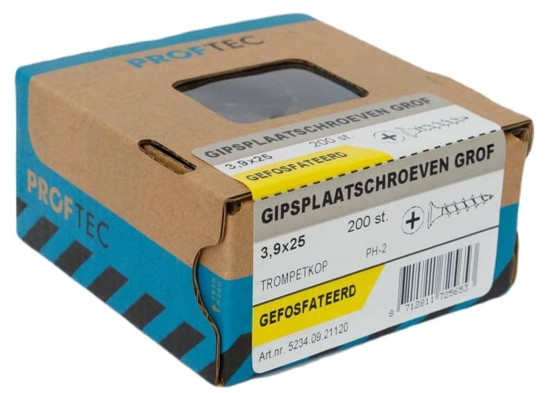 PROFTEC GIPSPLAATSCHROEF GEFOSF. GROF PH-2 3.9X25   (200)