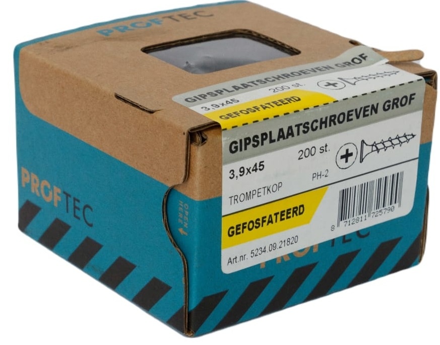 PROFTEC GIPSPLAATSCHROEF GEFOSF. GROF PH-2 3.9X45   (200)
