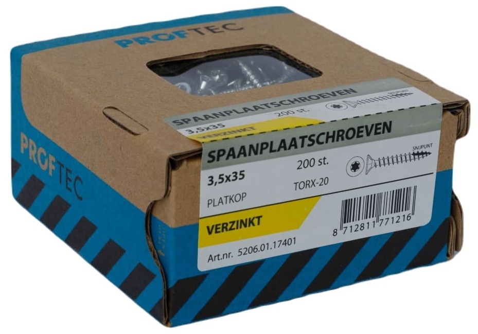 PROFTEC SPAANPLAATSCHR. VZ PK +SNIJPUNT TX-20 3.5X35 (200)