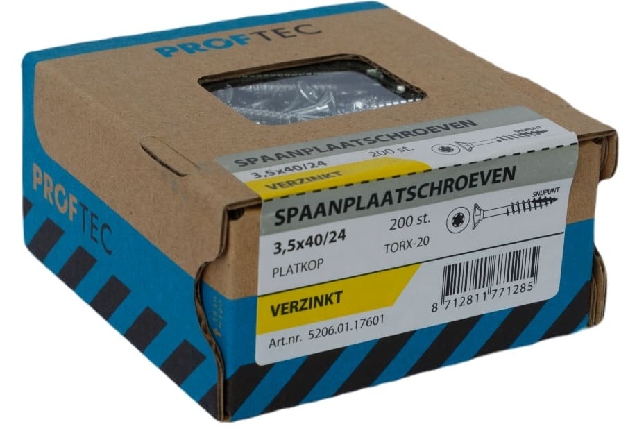 PROFTEC SPAANPLAATSCHR. VZ PK +SNIJPUNT TX-20 3.5X40/24 (200)