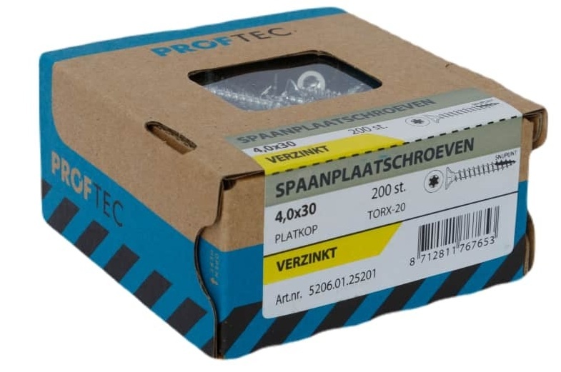 PROFTEC SPAANPLAATSCHR. VZ PK +SNIJPUNT TX-20 4.0X30 (200)