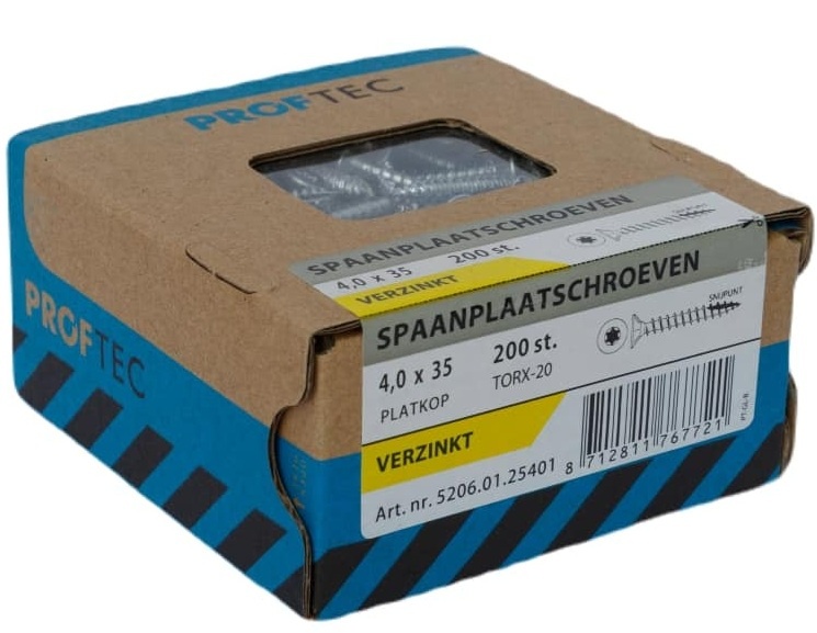 PROFTEC SPAANPLAATSCHR. VZ PK +SNIJPUNT TX-20 4.0X35   (200)
