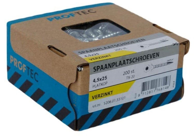 PROFTEC SPAANPLAATSCHR. VZ PK +SNIJPUNT TX-20 4.5X25   (200)