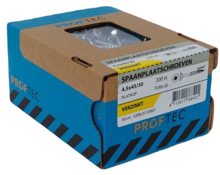 PROFTEC SPAANPLAATSCHR. VZ PK +SNIJPUNT TX-20 4.5X45/30 (200)