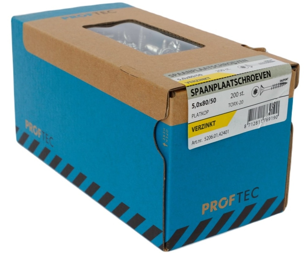 PROFTEC SPAANPLAATSCHR. VZ PK +SNIJPUNT TX-20 5.0X80/50   (200)