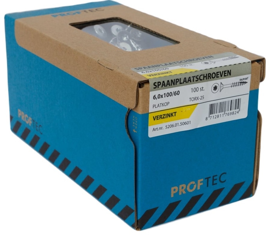 PROFTEC SPAANPLAATSCHR. VZ PK +SNIJPUNT TX-25 6.0X100/60 (100)