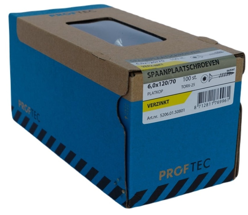 PROFTEC SPAANPLAATSCHR. VZ PK +SNIJPUNT TX-25 6.0X120/70 (100)