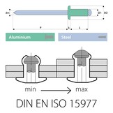 Masterfix Popnagels Bolkop Aluminium/Staal Ø 4,8 × 14,0 mm (Klembereik: 5,5 - 10,5 mm)-box 100 st.