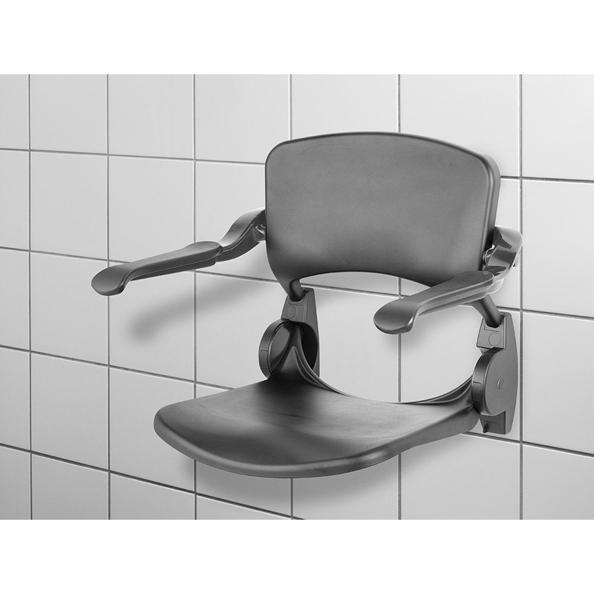 Linido Douchezitting met Rugleuning & Opklapbare Armleggers Antraciet