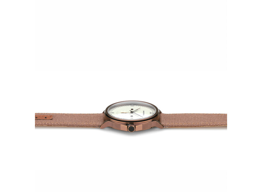 Einstoffen Uhr Leif Eriksson beige weiss