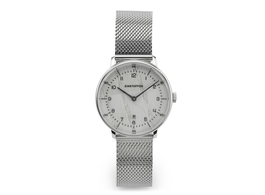 Einstoffen Uhr Marble Soul silber Birke