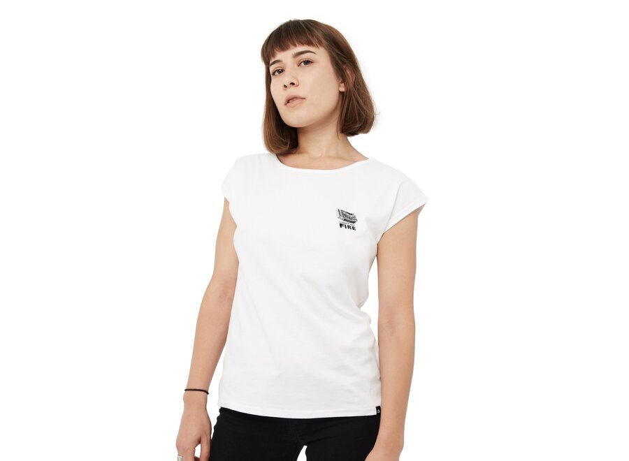 Einstoffen Damen-T-Shirt Baby Light My Fire weiss