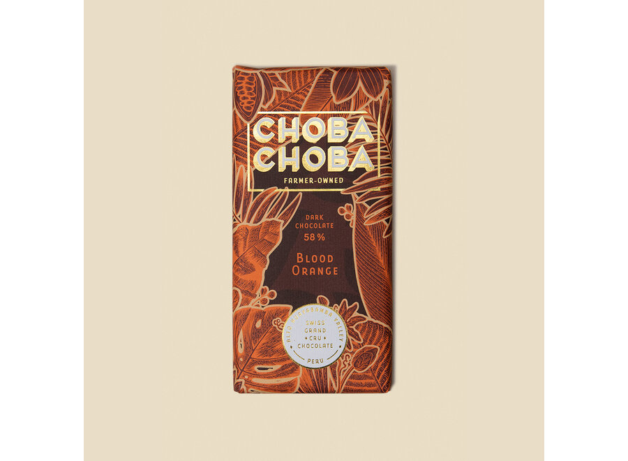 Choba Choba Dunkle Schweizer Schokolade Blood Orange 58% Kakao Blutorange