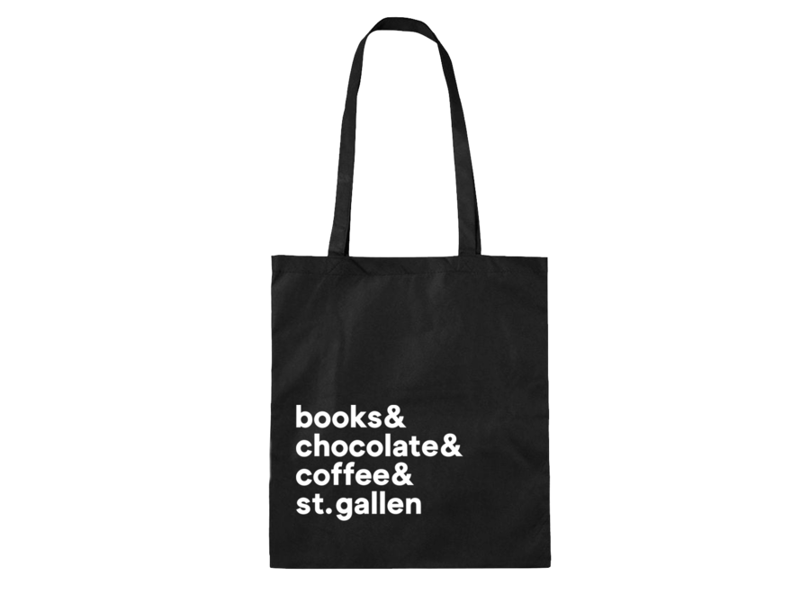 books & chocolate & coffee & stgallen - Stofftasche - schwarz