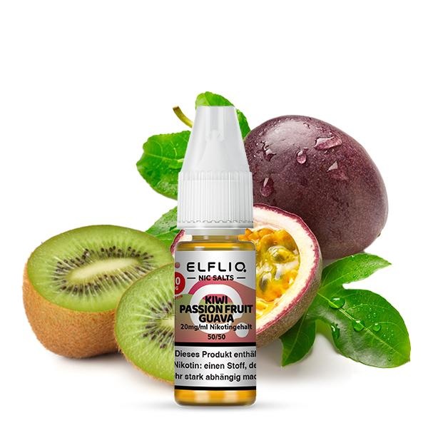 Elfbar ELFBAR ELFLIQ Kiwi Passion Fruit Guava Nikotinsalz Liquid 10 ml – Exotische Fruchtkombination für Pod Systeme
