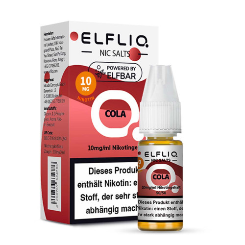 Elfbar ELFBAR ELFLIQ Cola Nikotinsalz Liquid 10 ml – Klassischer Cola-Geschmack für Pod Systeme