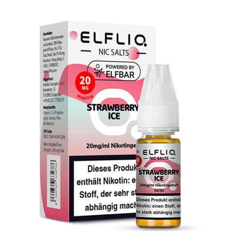 Elfbar ELFBAR ELFLIQ Strawberry Ice Nikotinsalz Liquid 10 ml – Süße Erdbeere mit kühler Frische für Pod Systeme
