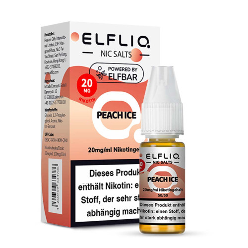 Elfbar ELFBAR ELFLIQ Peach Ice Nikotinsalz Liquid 10 ml – Saftiger Pfirsich mit kühler Frische für Pod Systeme