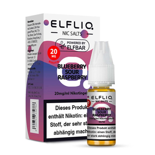 Elfbar ELFBAR ELFLIQ Blueberry Sour Raspberry Nikotinsalz Liquid 10 ml – Süß-saure Beerenkombination für Pod Systeme