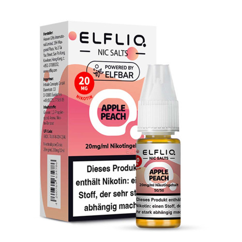 Elfbar ELFBAR ELFLIQ Apple Peach Nikotinsalz Liquid 10 ml – Fruchtige Apfel-Pfirsich-Kombination für Pod Systeme