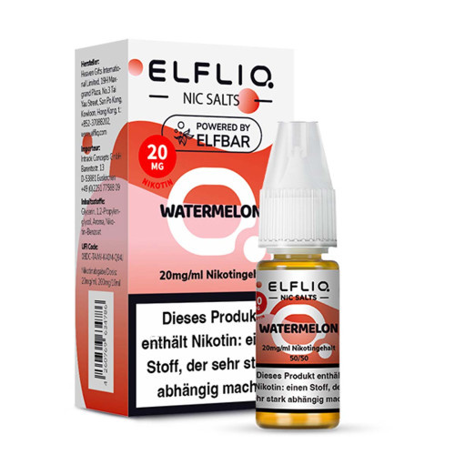 Elfbar ELFBAR ELFLIQ Watermelon Nikotinsalz Liquid 10 ml – Erfrischender Wassermelonen-Geschmack für Pod Systeme