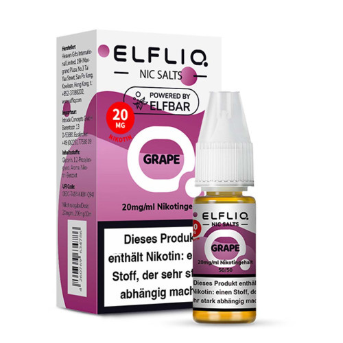 Elfbar LFBAR ELFLIQ Grape Nikotinsalz Liquid 10 ml – Intensiver Traubengeschmack für Pod Systeme
