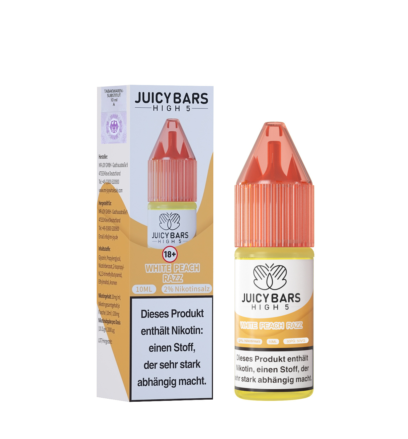 Juicy Bars High 5 Nic Salt - White Peach Razz
