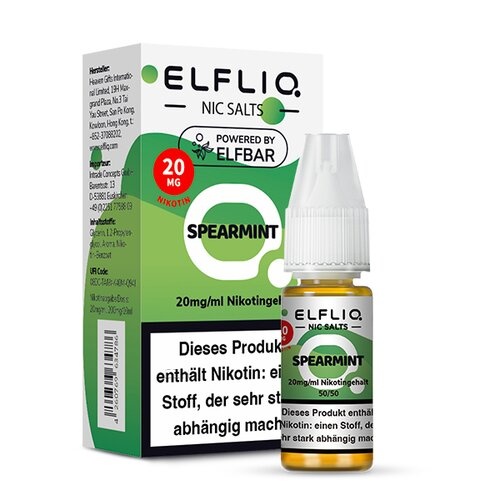 Elfbar ELFBAR ELFLIQ Spearmint Nikotinsalz Liquid 10 ml – Sanfte Minzfrische für Pod Systeme