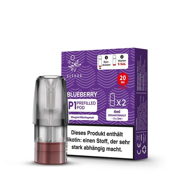 Elfbar Elf Bar Mate500 P1 Pods - Blaubeere - 2 Stück