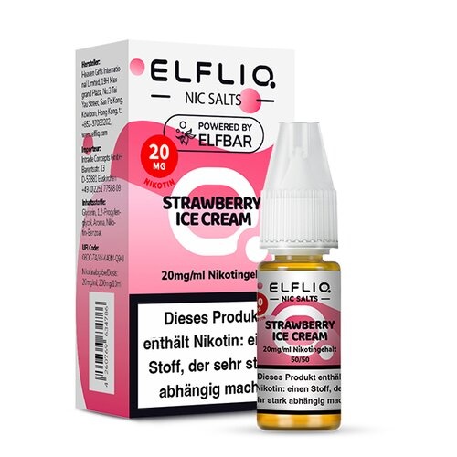 Elfbar ELFBAR ELFLIQ Strawberry Ice Cream Nikotinsalz Liquid 10 ml
