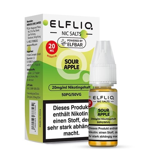 Elfbar ELFBAR ELFLIQ Sour Apple Nikotinsalz Liquid 10 ml