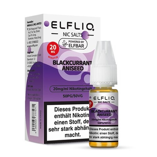 ELFBAR ELFLIQ Blackcurrant Aniseed Nikotinsalz Liquid 10 ml
