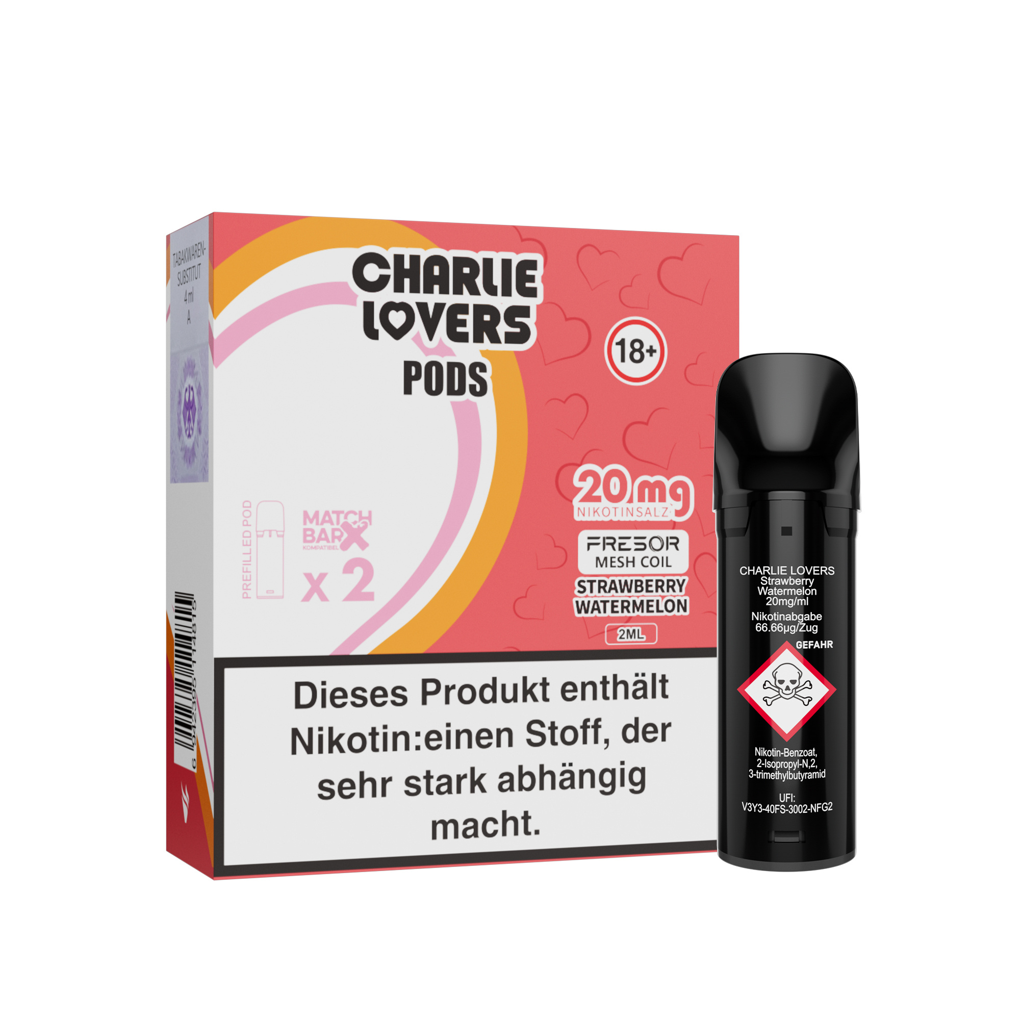 Charlie Lovers MESH Pods - STRAWBERRY WATERMELON - 2St - (Elfa Kompatibel)