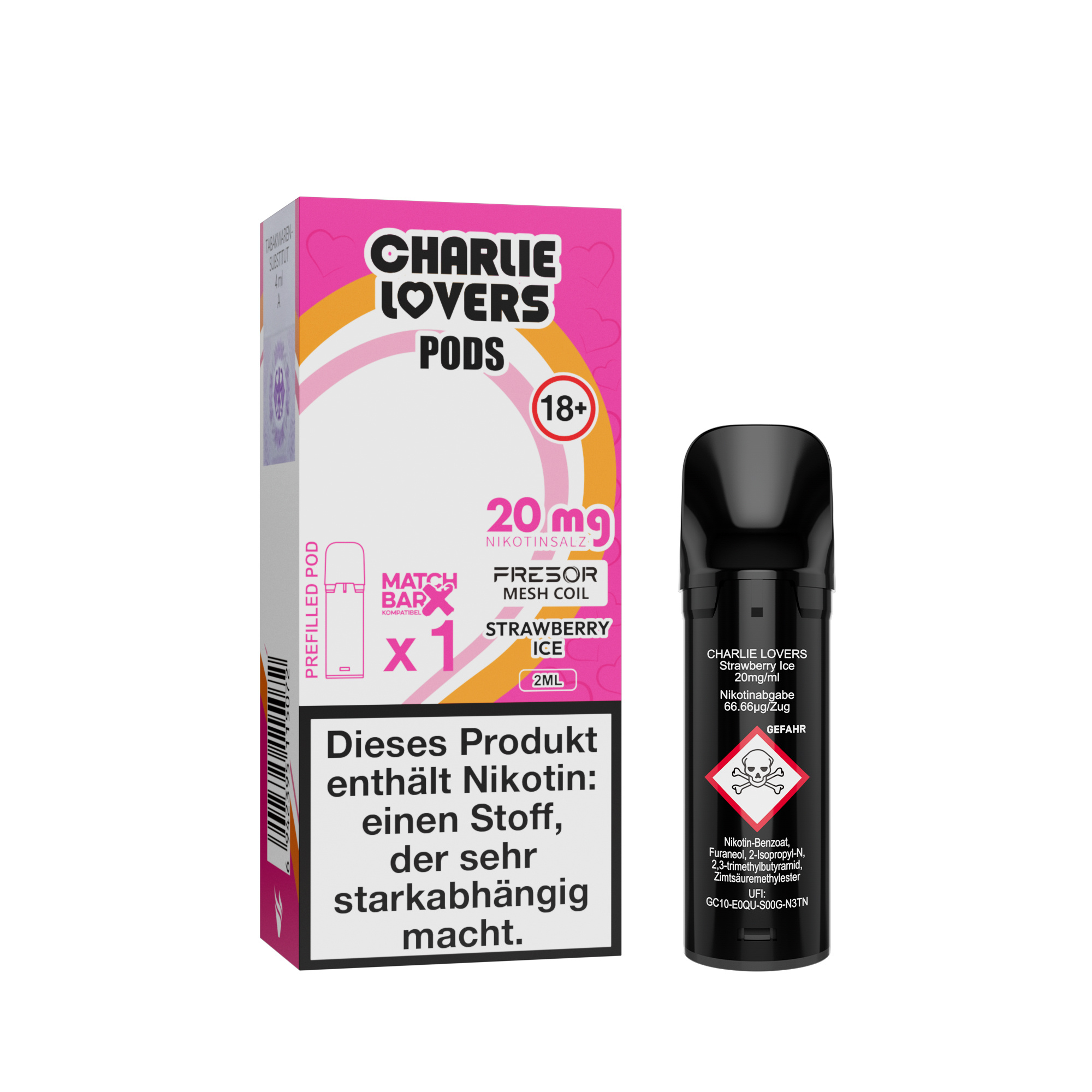 Charlie Lovers MESH Pods - STRAWBERRY ICE - 1St - (Elfa Kompatibel)