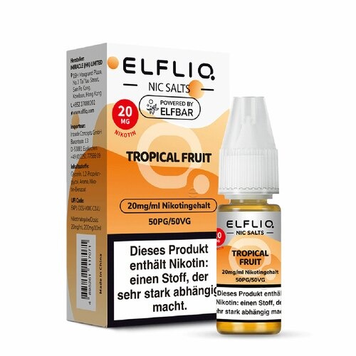 Elfbar ELFLIQ Tropical Fruit Nikotinsalz Liquid – Exotische Fruchtmischung für Pod Systeme