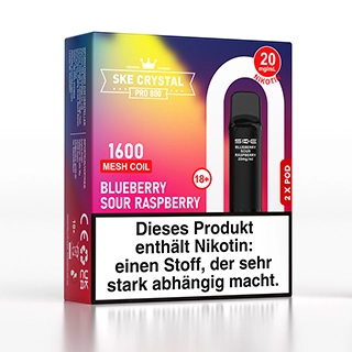 SKE Crystal 800 Pro Pod - Blueberry Sour Raspberry - 2Pcs