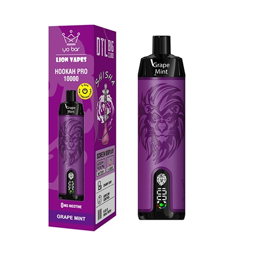 Yo Bar X Lion Vapes Einweg E-Zigarette Hookah Pro 10000 Züge Grape Mint