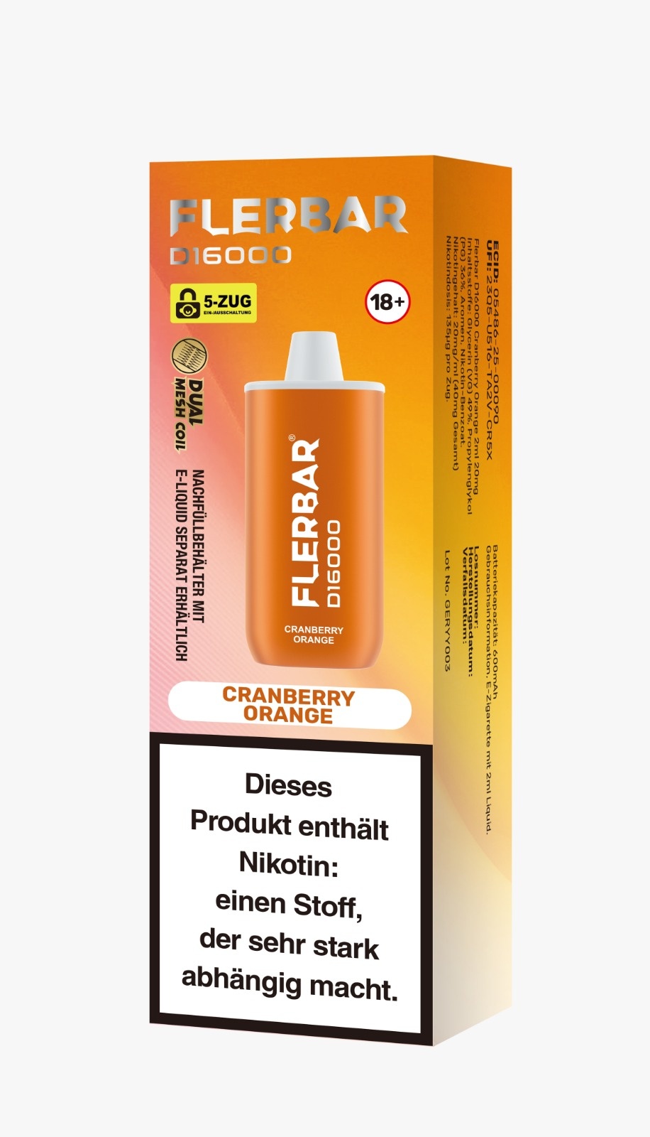 Flerbar - D16000 Flerbar Vape - Cranberry Orange - 2ml