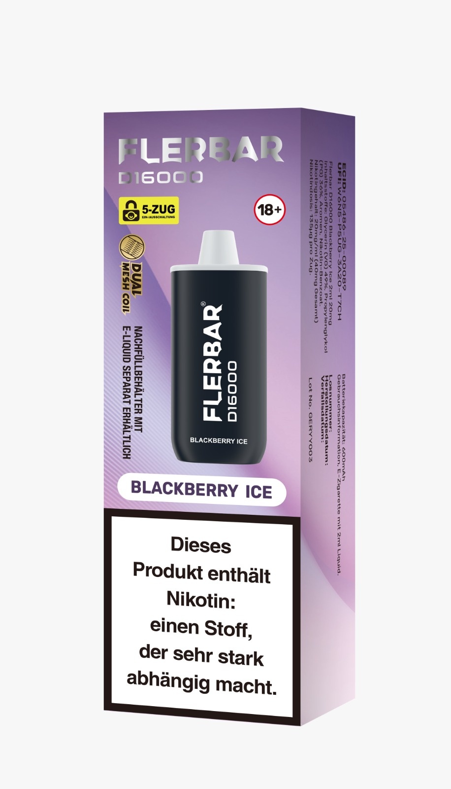 Flerbar - D16000 Flerbar - Blackberry Ice Vape - 2ml