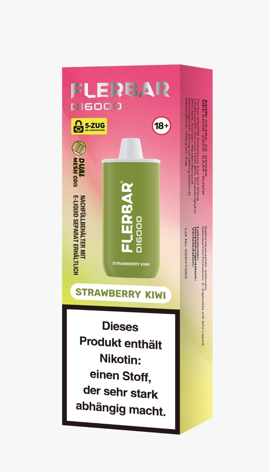 Flerbar - D16000 Flerbar Vape - Strawberry Kiwi - 2ml