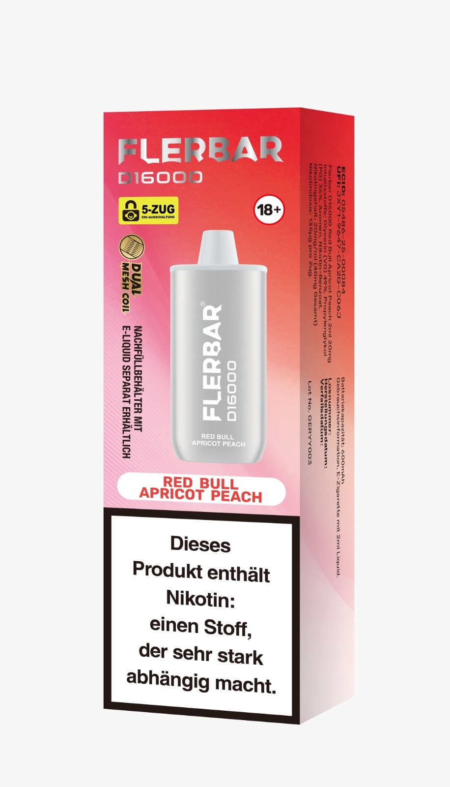 Flerbar - D16000 Vape - Vimbull Apricot Peach - 2ml