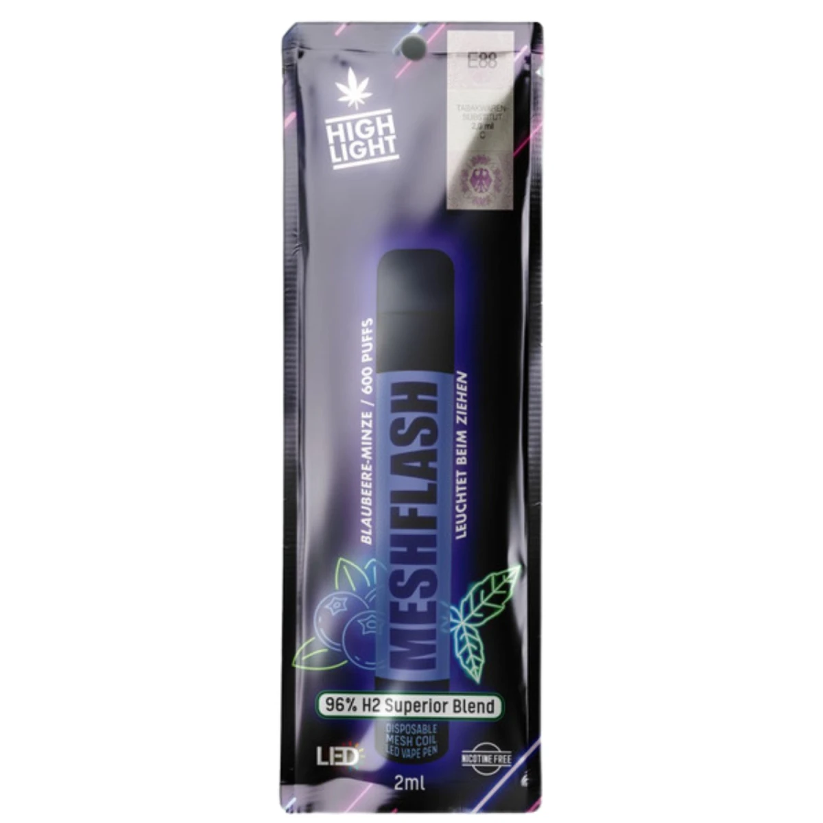 MESH FLASH - Blaubeere Minze - 96% H2 Blend - 2ml
