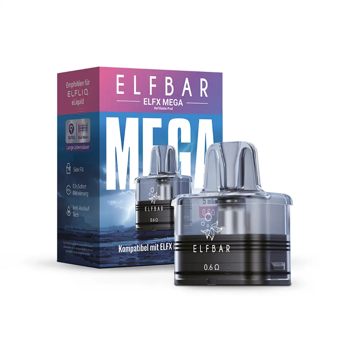 Elfbar – ELFX Mega Refillable Pod 10ML | Maximale Kapazität & Sauberes, Intensives Dampfen